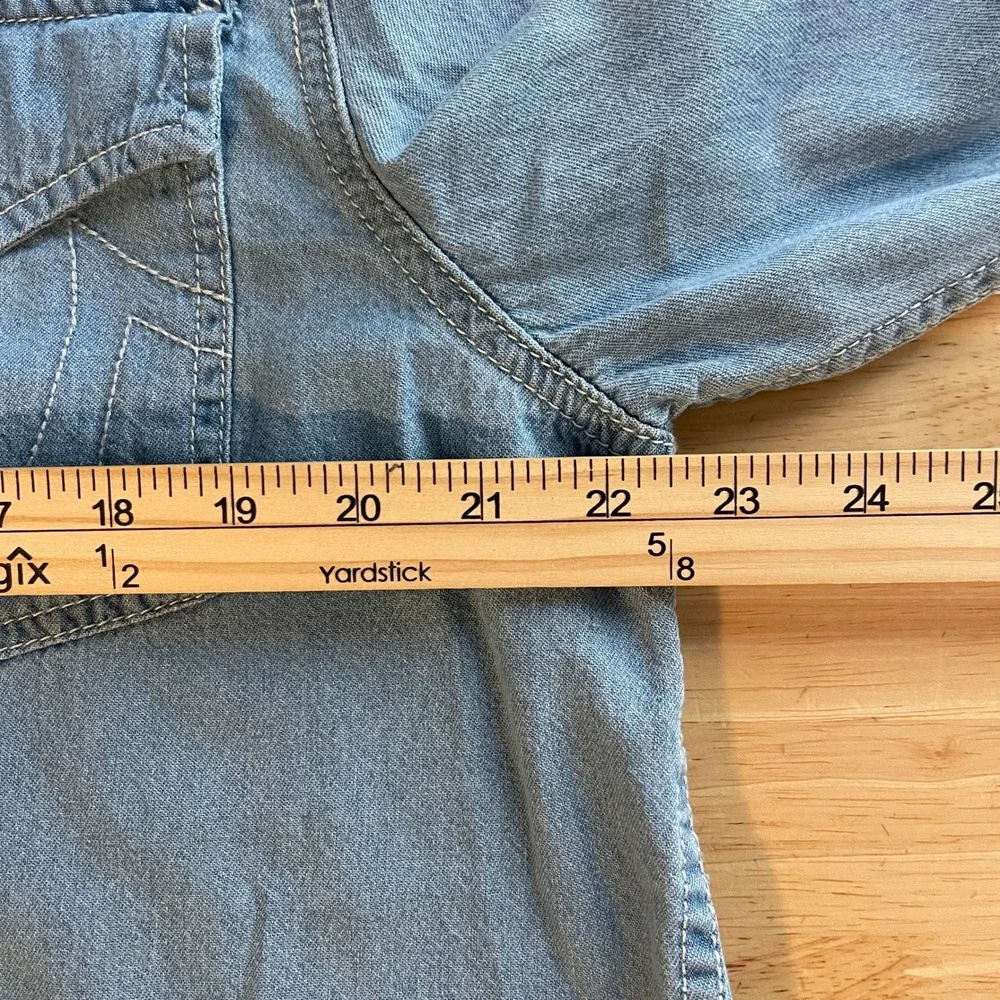 NEW True Religion Denim Long Sleeve Shirt‎ Mens L Western Chambray Pearl Snap